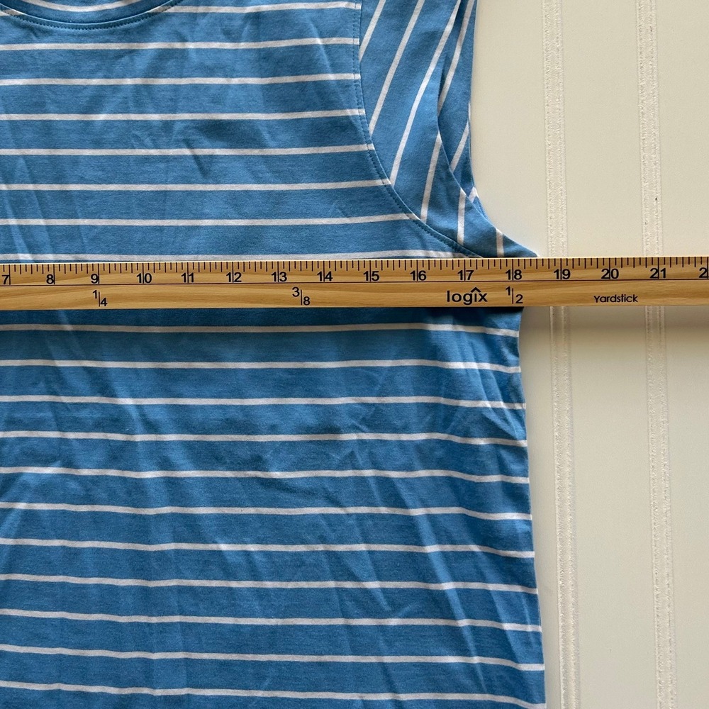 Talbots Muscle Tee (Mp) Blue White EXCELLENT Pima Cotton Striped Tank Top - Picture 3 of 8